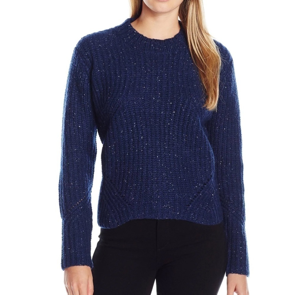 Prana Cedric Chunky Knit Sweater Lambs Wool Navy Blue Speckled Size XL Women’s